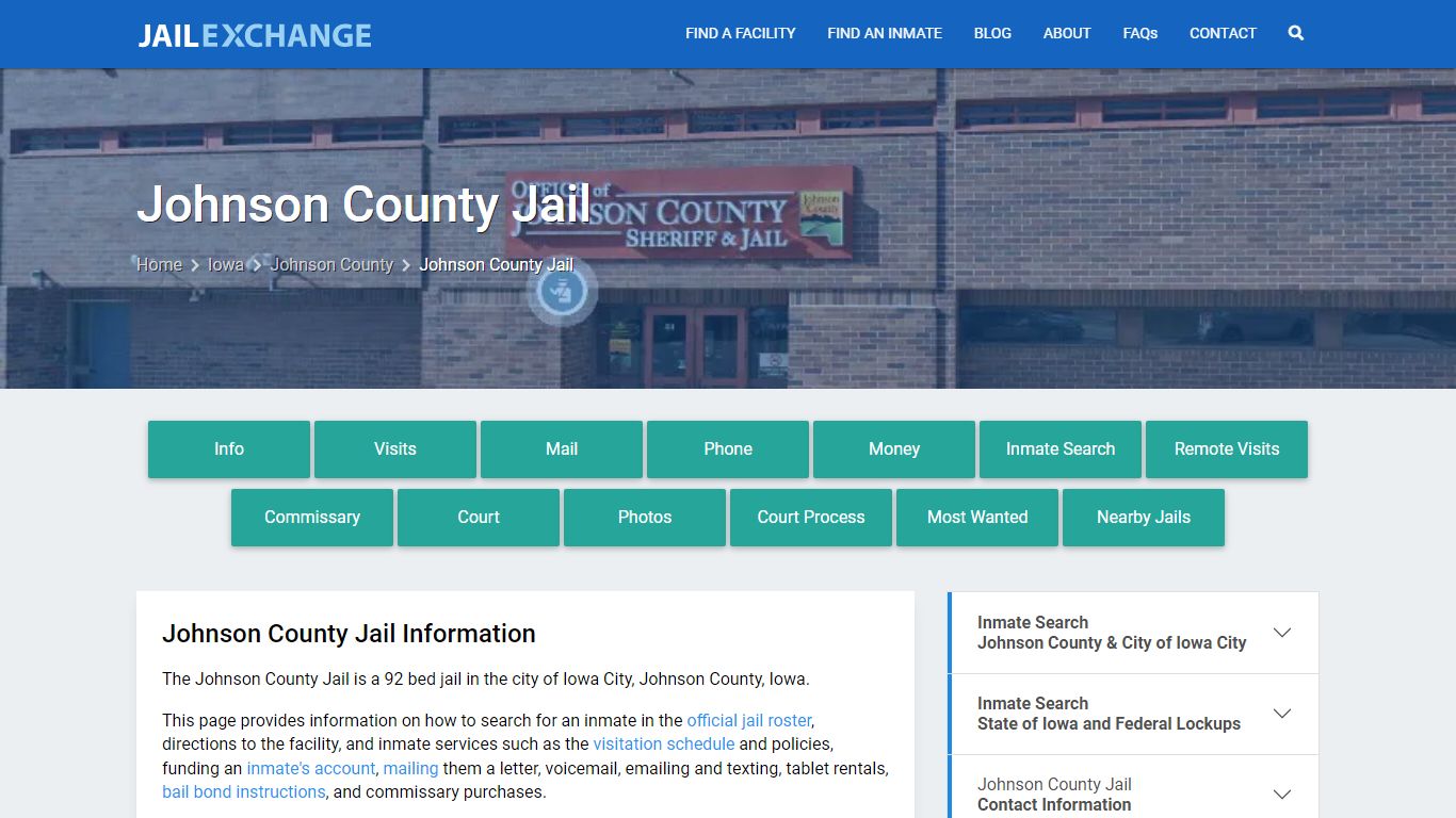 Johnson County Jail, IA Inmate Search, Information